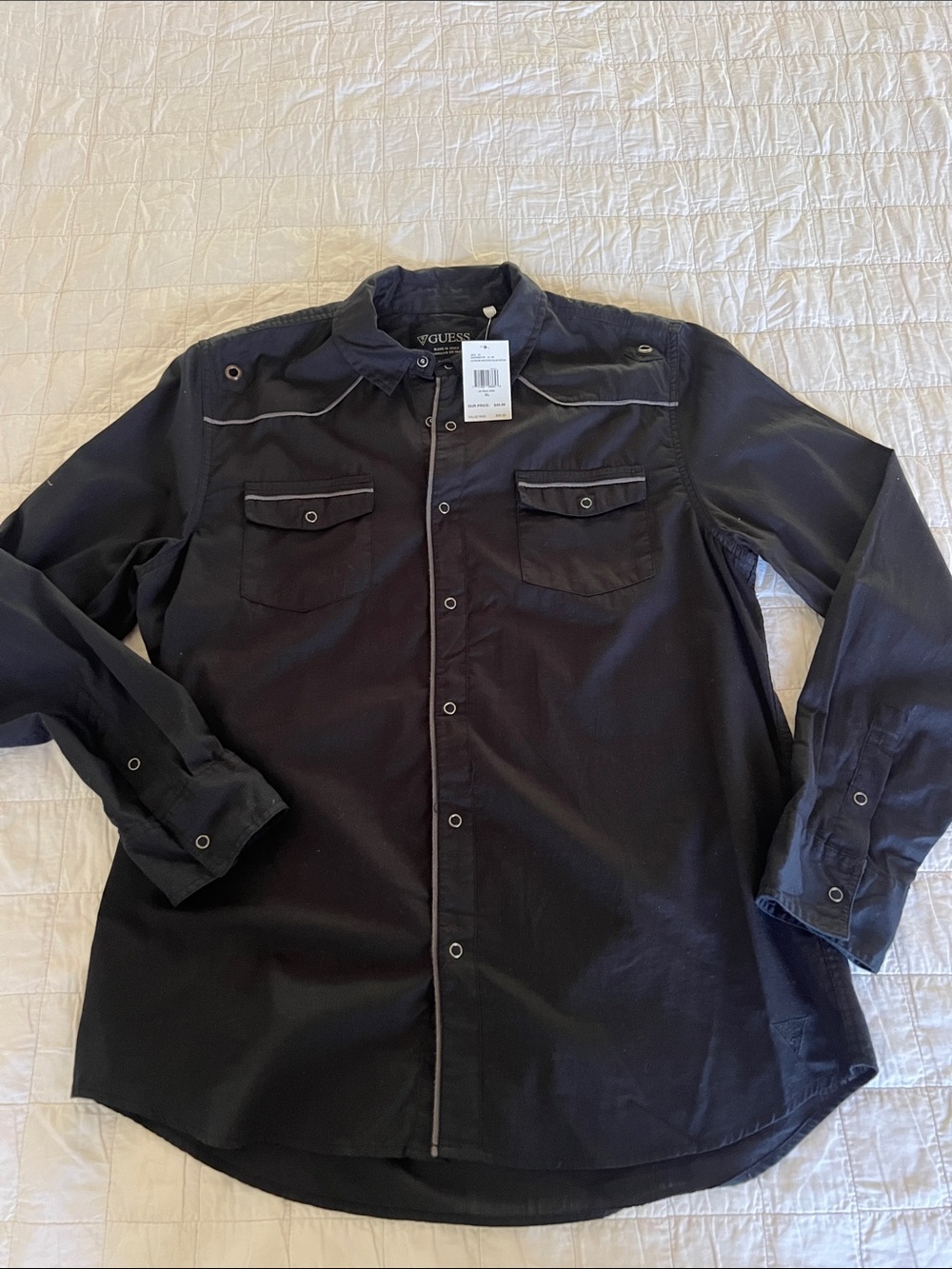 NWT Guess men’s black Richie western poplin shirt size XL